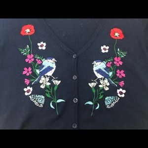 Navy cardigan with embroidered front